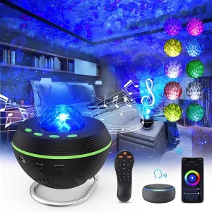 Smart Galaxy Star Projector – WiFi LED Ocean Wave Night Light with Bluetooth Speaker