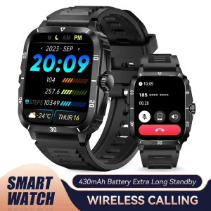 EIGIIS KT71 Military Smartwatch – 1.96" HD Display with Bluetooth Calling & 100+ Sports Modes