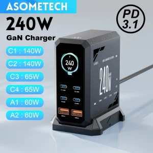 240W GaN Fast Charging Station – 6-Port USB-C & USB Desktop Charger